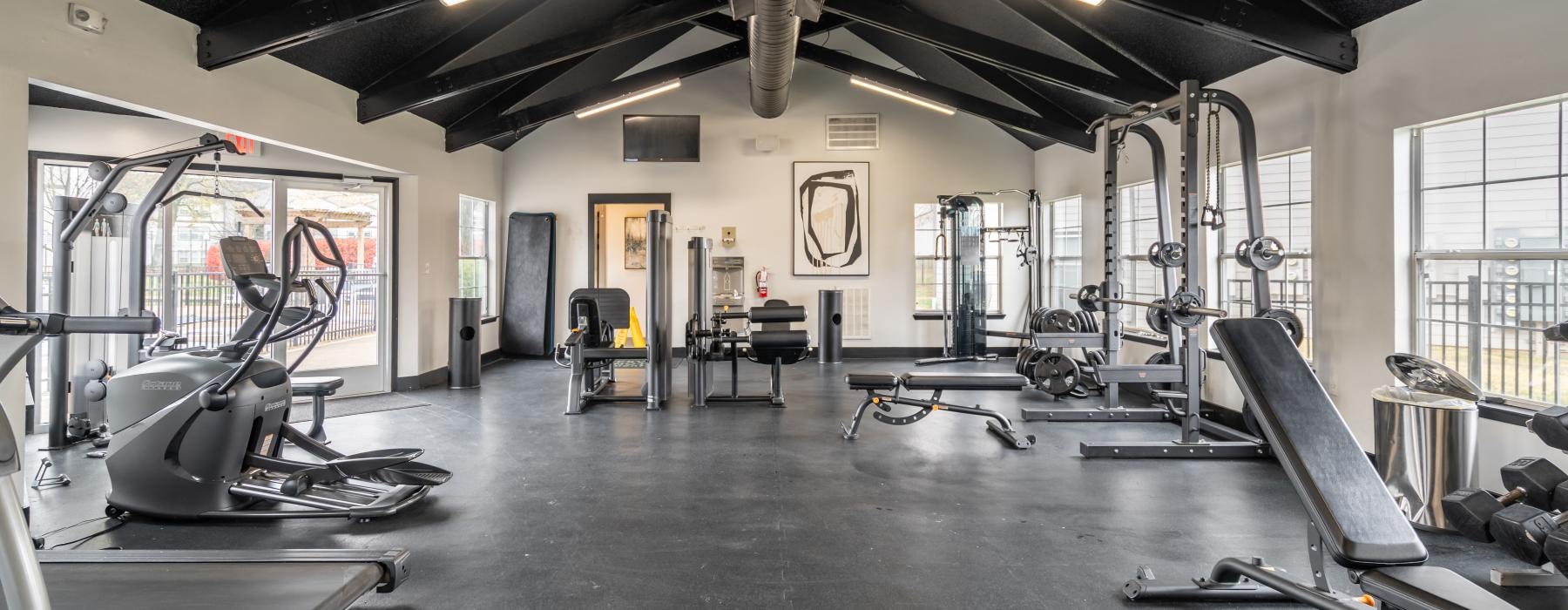 a gym with exercise equipment