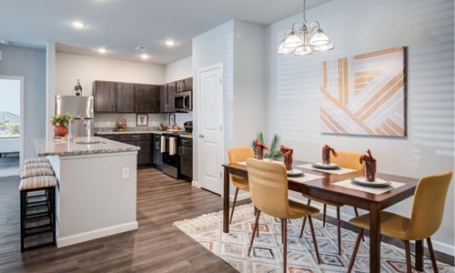 dining area open to kitchen