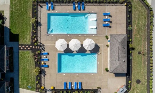 overhead view of swimming pools